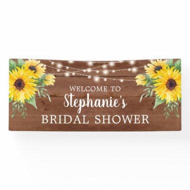 Rustic Sunflower Lights Wood Bridal Shower Banner