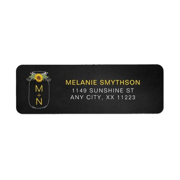 Rustic Sunflower Mason Jar wedding return address Label
