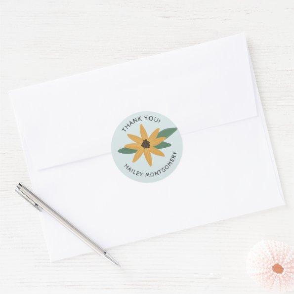 Rustic Sunflower Name and Thank You Sticker