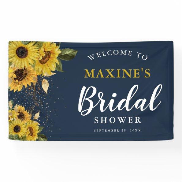 Rustic Sunflower, Navy & Gold Bridal Shower Banner