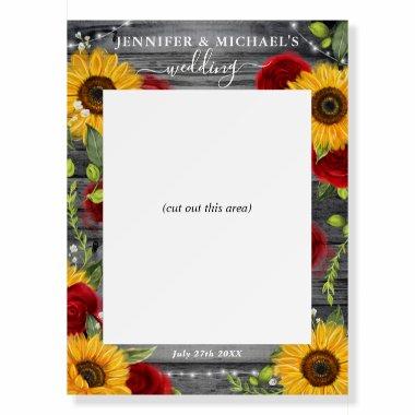 Rustic Sunflower Red Rose Wedding Photo Booth Prop Foam Board