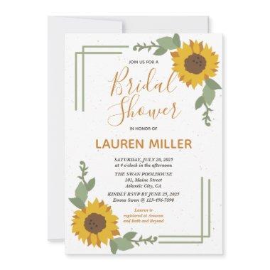 Rustic Sunflower Spring Floral Bridal Shower Invitations