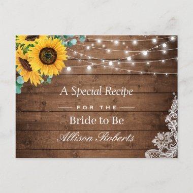 Rustic Sunflower String Light Bridal Shower Recipe PostInvitations