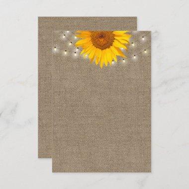 Rustic Sunflower & String Lights Burlap Background Invitations