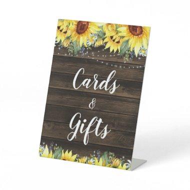 Rustic Sunflower String Lights  & Gifts Pedestal Sign