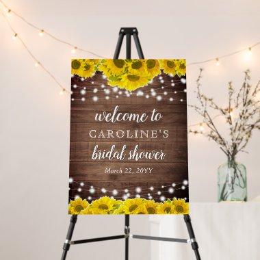 Rustic Sunflower String Lights Wood Bridal Shower Foam Board