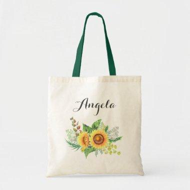 Rustic Sunflower Wedding Bridesmaid Personalized Tote Bag
