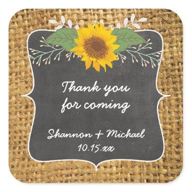 Rustic Sunflower wedding favor sticker