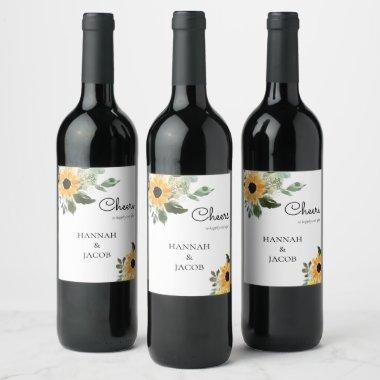 Rustic Sunflower Wedding Wine Labels