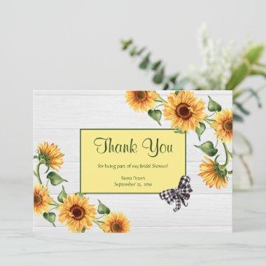 Rustic Sunflower White Distressed Wood Thank You Invitations