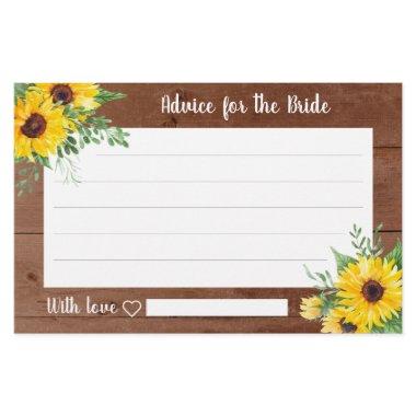 Rustic Sunflower Wood Bridal Shower Advice Cards