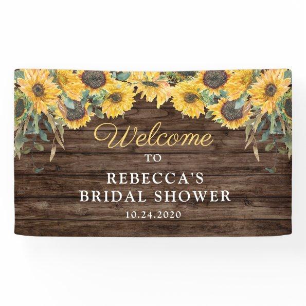 Rustic Sunflower Wood Bridal Shower Banner
