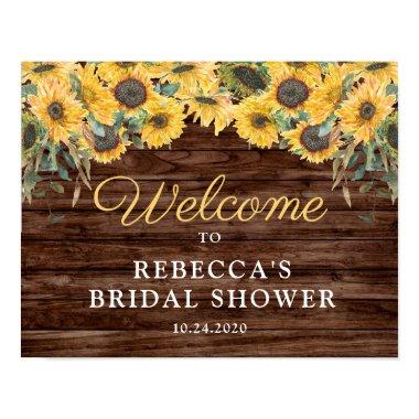 Rustic Sunflower Wood Bridal Shower Welcome Sign