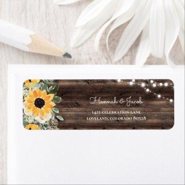 Rustic Sunflower Wood Wedding Return Address Label
