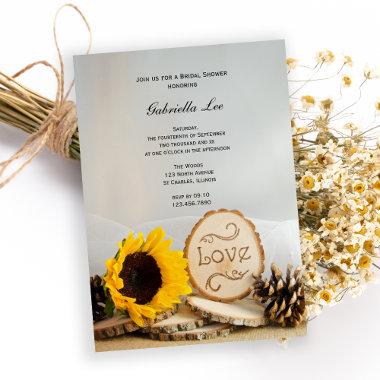 Rustic Sunflower Woodland Bridal Shower Invitations