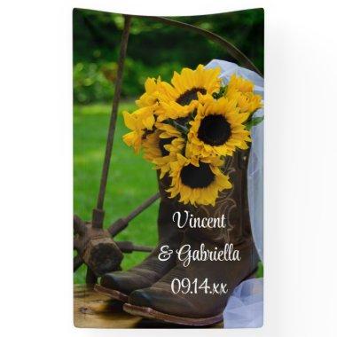 Rustic Sunflowers and Cowboy Boots Country Wedding Banner
