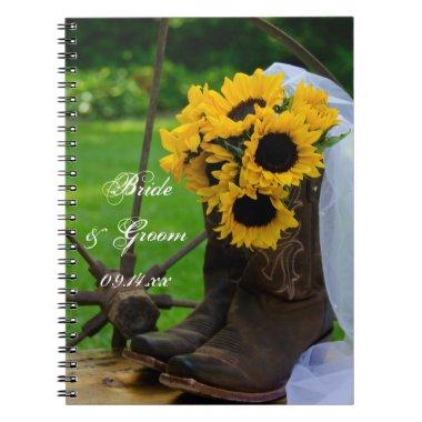Rustic Sunflowers and Cowboy Boots Country Wedding Notebook