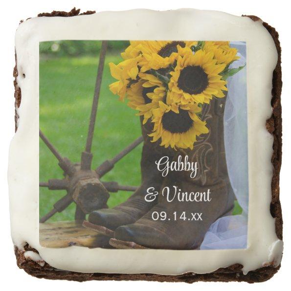 Rustic Sunflowers and Cowboy Boots Western Wedding Chocolate Brownie