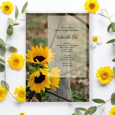 Rustic Sunflowers and Wagon Wheel Bridal Shower Invitations