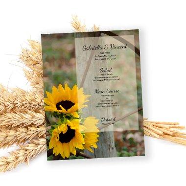 Rustic Sunflowers and Wagon Wheel Wedding Menu