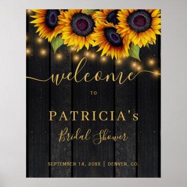 Rustic sunflowers barn bridal shower welcome sign