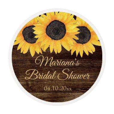 Rustic Sunflowers Bridal Shower Edible Frosting Rounds