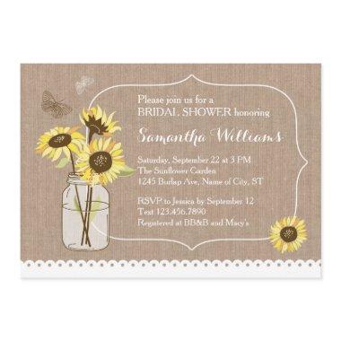 Rustic Sunflowers Bridal Shower Invitations