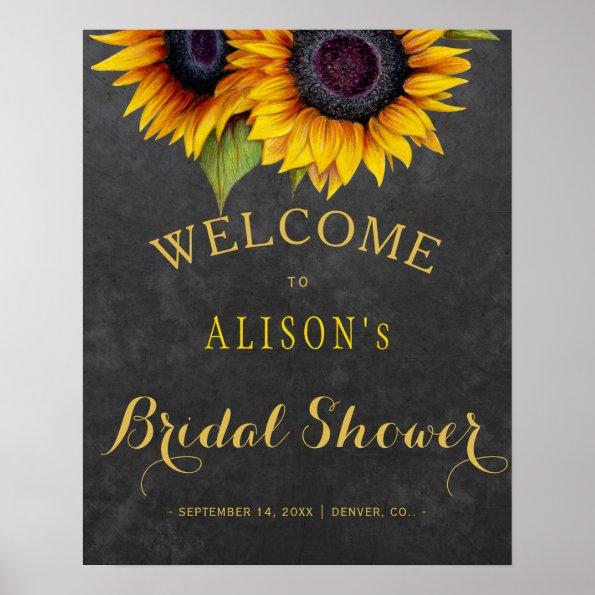 Rustic sunflowers bridal shower welcome sign