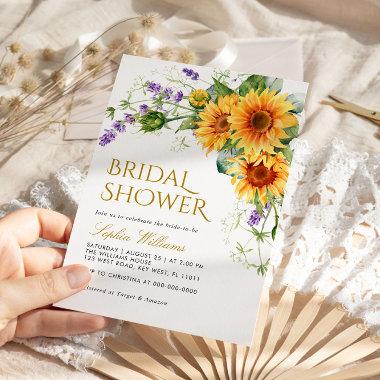 Rustic Sunflowers & Lavender Bridal Shower Invitations