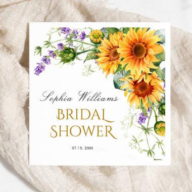 Rustic Sunflowers & Lavender Bridal Shower Napkins