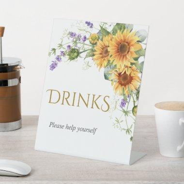 Rustic Sunflowers & Lavender Shower Drinks Sign