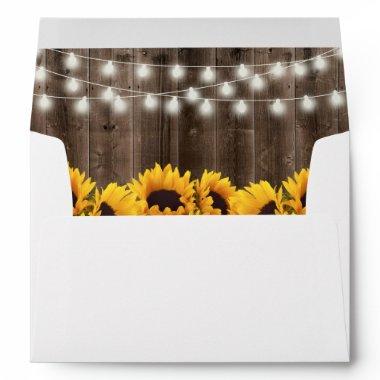 Rustic Sunflowers String Lights Barn Wedding Envelope