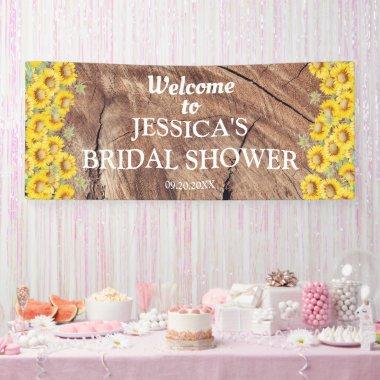 Rustic Sunflowers & Wood Texture Bridal Shower Banner
