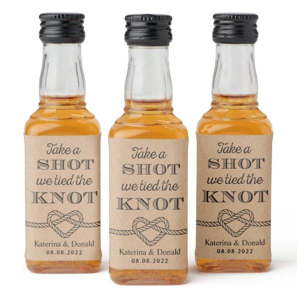 Rustic Take a Shot We Tied The Knot Wedding Kraft Liquor Bottle Label