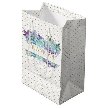 Rustic Teal Blue Bouquet  Party Medium Gift Bag