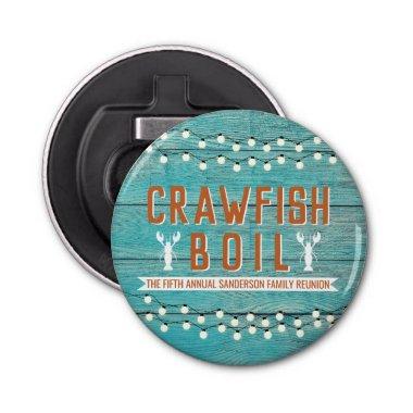 Rustic Teal Crawfish Boil Reunion Seafood Party Bottle Opener