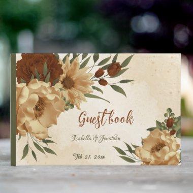 rustic terracotta floral greenery wedding guest book