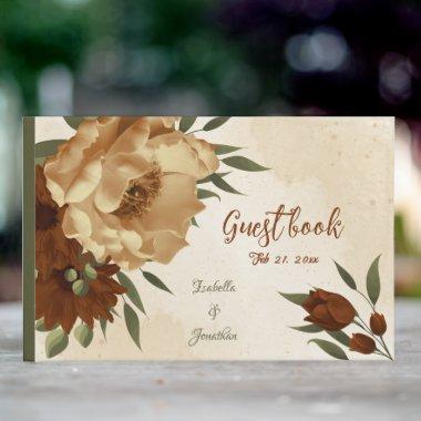 rustic terracotta floral greenery wedding guest book
