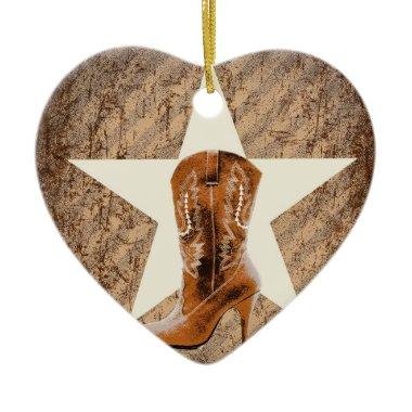 rustic texas lone star western country cowgirl ceramic ornament