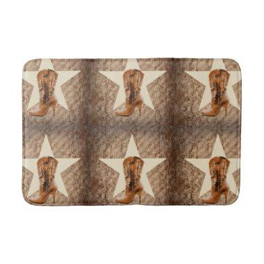 Rustic Texas Star Western Country Cowgirl Boot Bath Mat