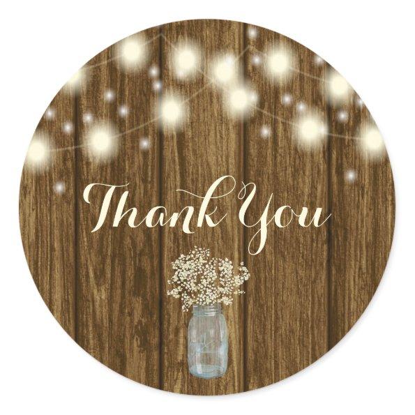Rustic Thank You Sticker, Thank You Tag, Rustic Classic Round Sticker