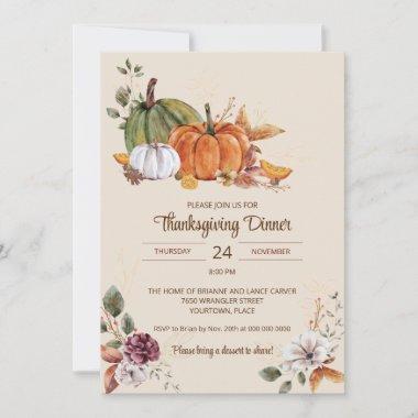 Rustic Thanksgiving Friendsgiving Autumn Party Invitations