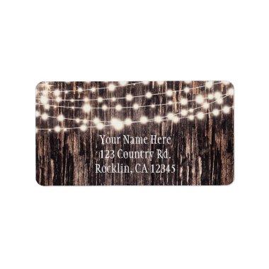 Rustic Tree Bark Wood & Lights Fall Invitations Label