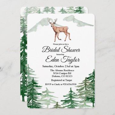 Rustic Tree Deer Bridal Shower Invitations