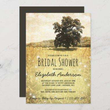 Rustic Tree Enchanted Firefly Meadow Bridal Shower Invitations