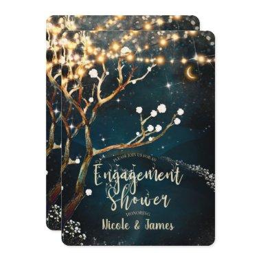 Rustic Tree Lights Starry Night Engagement Shower Invitations