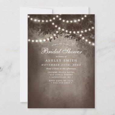 Rustic Tree String Of Lights Country Bridal Shower Invitations