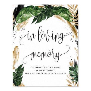 Rustic tropical foliage in loving memory sign