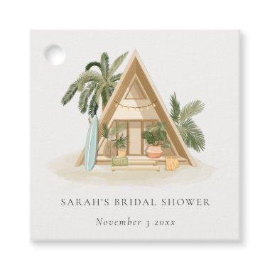 Rustic Tropical Palm Beach Shack Bridal Shower Favor Tags