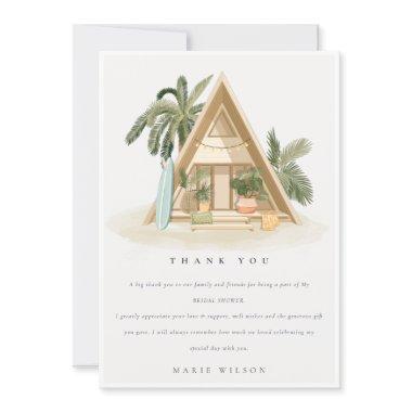 Rustic Tropical Palm Beach Shack Bridal Shower Thank You Invitations